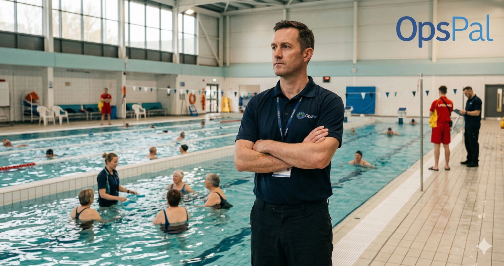 "Leisure centre operations manager overseeing facility — leisure centre operational excellence"